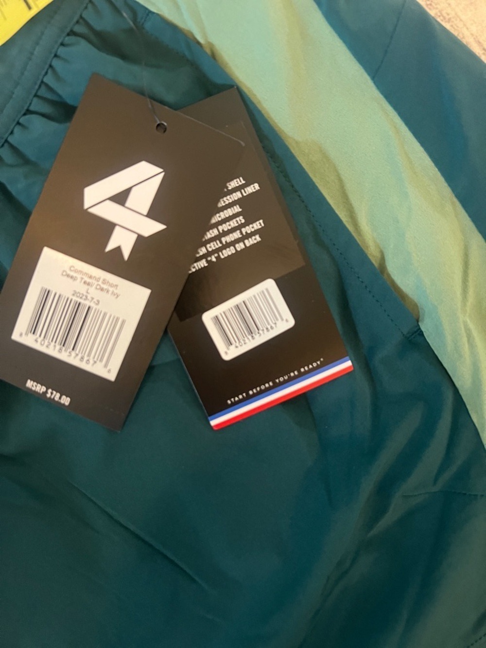 Fourlaps Women's Teal Athletic Shorts with Mint Side Panels - Picture 6 of 9